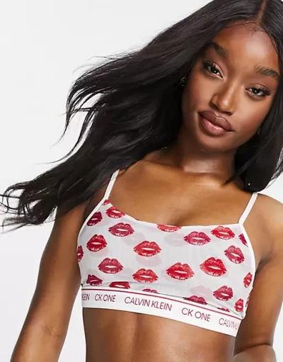 Calvin Klein unlined Bralette medium red kisses