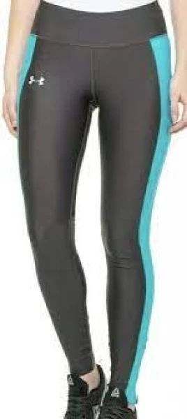 Under Armour Compression Leggings Womens Gray Turquoise Color Block Heat Gear