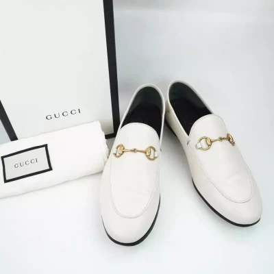 Gucci Women's Horsebit Flats Loafer Pumps Shoes in White