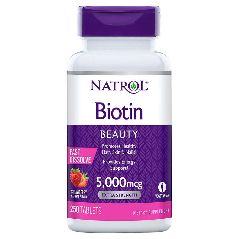NATROL Biotin Beauty Strawberry Natural Flavor 5000MCG, Tablets