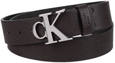 Calvin Klein Men's logo Buckle Belt Dark brown