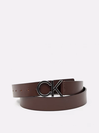 Calvin Klein brown leather men belt CK Enamel Belt